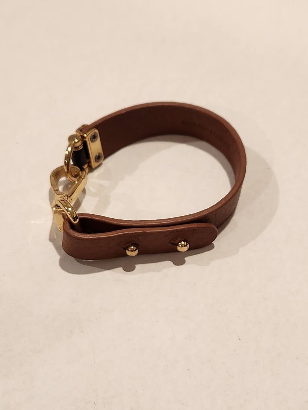 Genuine Leather Horse Bit Clamp Bracelet - Picture 2 of 6